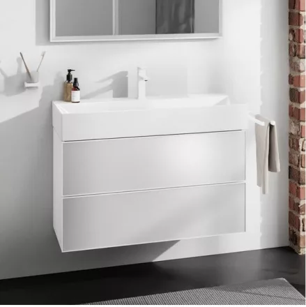 Hansgrohe Xevolos E 2 fiókos mosdószekrény 98x47,5 cm, matt fehér / metálfehér 54181320