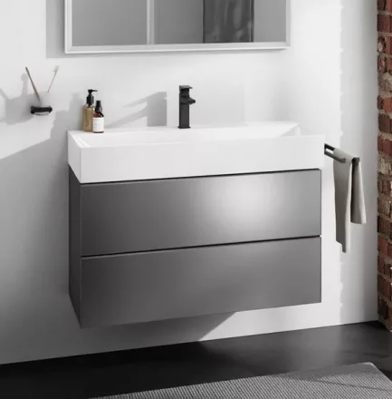 Hansgrohe Xevolos E 2 fiókos mosdószekrény 98x47,5 cm, matt palaszürke / metál palaszürke 54183770