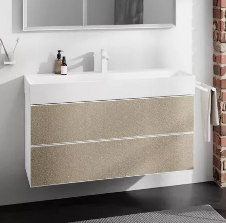 Hansgrohe Xevolos E 2 fiókos mosdószekrény 118x47,5 cm, matt fehér / texturált bronz 54184390