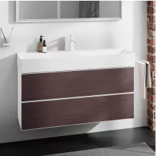   Hansgrohe Xevolos E 2 fiókos mosdószekrény 118x47,5 cm, matt fehér / sötét tölgy 54184730