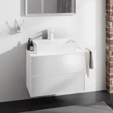   Hansgrohe Xevolos E 2 fiókos mosdószekrény középkivágású pultlaphoz 780x550 mm, matt fehér/metálfehér 54187320