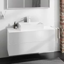   Hansgrohe Xevolos E 2 fiókos mosdószekrény középkivágású pultlaphoz 1180x550 mm, matt fehér/metálfehér 54193320