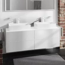   Hansgrohe Xevolos E 4 fiókos mosdószekrény 1570x550 mm, matt fehér/metálfehér 54199320