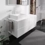 Hansgrohe Xevolos E 4 fiókos mosdószekrény 1370x550 mm balos pultlaphoz, matt fehér/metálfehér 54236320