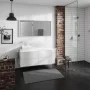 Hansgrohe Xevolos E 4 fiókos mosdószekrény 1370x550 mm balos pultlaphoz, matt fehér/metálfehér 54236320