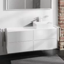   Hansgrohe Xevolos E 4 fiókos mosdószekrény 1370x550 mm jobbos pultlaphoz, matt fehér/metálfehér 54239320