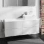 Hansgrohe Xevolos E 4 fiókos mosdószekrény 1370x550 mm jobbos pultlaphoz, matt fehér/metálfehér 54239320
