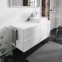 Hansgrohe Xevolos E 4 fiókos mosdószekrény 1370x550 mm jobbos pultlaphoz, matt fehér/metálfehér 54239320