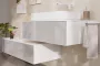 Hansgrohe Xevolos E konzolos fürdőszobai ülőpad 1 fiókkal 1180x550 mm, matt fehér/metálfehér 54325320