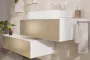 Hansgrohe Xevolos E konzolos fürdőszobai ülőpad 1 fiókkal 1180x550 mm, matt fehér/texturált bronz 54325390