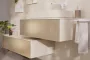 Hansgrohe Xevolos E konzolos fürdőszobai ülőpad 1 fiókkal 1180x550 mm, matt homok/texturált bronz 54326390