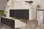 Hansgrohe Xevolos E konzolos fürdőszobai ülőpad 1 fiókkal 1180x550 mm, matt homok/textil sötétszürke 54326660