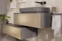 Hansgrohe Xevolos E konzolos fürdőszobai ülőpad 1 fiókkal 1180x550 mm, matt palaszürke/texturált bronz 54327390