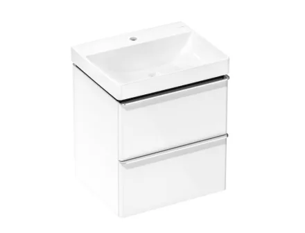 Hansgrohe Xelu Q 580/475 2 fiókos mosdószekrény mosdóval, króm fogantyú/magasfényű fehér 54371000