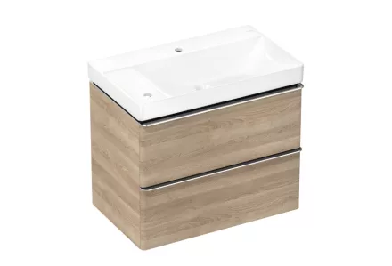 Hansgrohe Xelu Q 780/475 2 fiókos mosdószekrény balos mosdóval, króm fogantyú/természetes tölgy 54379000