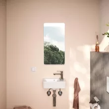   Hansgrohe Xarita Lite Q Tükör vízszintes irányú LED világítással 36x70 cm fali kapcsolóhoz, matt fehér 54955700