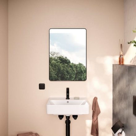 Hansgrohe Xarita Lite Q Tükör vízszintes irányú LED világítássa 50x70 fali kapcsolóhoz, matt fekete 54956670