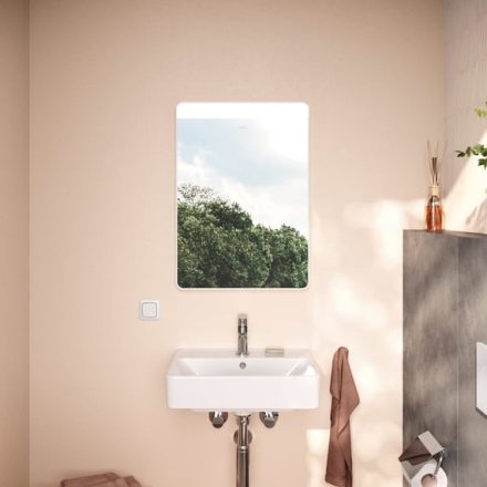 Hansgrohe Xarita Lite Q Tükör vízszintes irányú LED világítássa 50x70 fali kapcsolóhoz, matt fehér 54956700