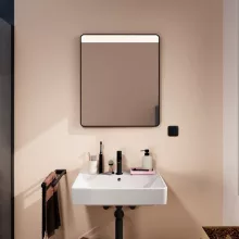   Hansgrohe Xarita Lite Q Tükör vízszintes irányú LED világítással 60x70 fali kapcsolóhoz, matt fekete 54957670
