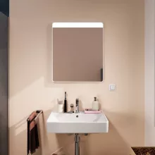   Hansgrohe Xarita Lite Q Tükör vízszintes irányú LED világítással 60x70 fali kapcsolóhoz, matt fehér 54957700