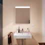 Hansgrohe Xarita Lite Q Tükör vízszintes irányú LED világítással 60x70 fali kapcsolóhoz, matt fehér 54957700