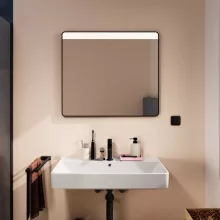   Hansgrohe Xarita Lite Q Tükör vízszintes irányú LED világítással 80x70 fali kapcsolóhoz, matt fekete 54958670