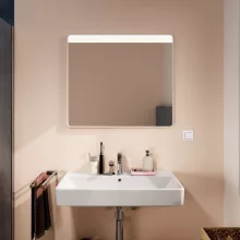   Hansgrohe Xarita Lite Q Tükör vízszintes irányú LED világítással 80x70 fali kapcsolóhoz, matt fehér 54958700