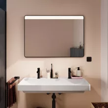   Hansgrohe Xarita Lite Q Tükör vízszintes irányú LED világítással 100x70 fali kapcsolóhoz, matt fekete 54959670