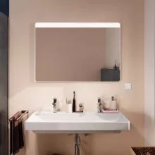  Hansgrohe Xarita Lite Q Tükör vízszintes irányú LED világítással 100x70 fali kapcsolóhoz, matt fehér 54959700