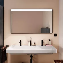   Hansgrohe Xarita Lite Q Tükör vízszintes irányú LED világítással 120x70 fali kapcsolóhoz, matt fekete 54960670