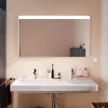   Hansgrohe Xarita Lite Q Tükör vízszintes irányú LED világítással 120x70 fali kapcsolóhoz, matt fehér 54960700