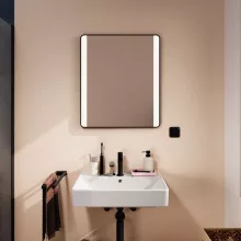   Hansgrohe Xarita Lite Q Tükör függőleges irányú LED világítással 60x70 fali kapcsolóhoz, matt fekete 54962670