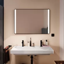   Hansgrohe Xarita Lite Q Tükör függőleges irányú LED világítással 100x70 fali kapcsolóhoz, matt fekete 54964670