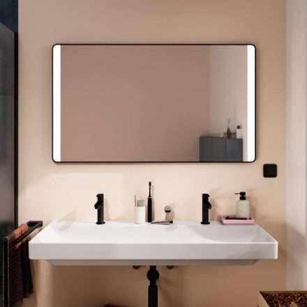Hansgrohe Xarita Lite Q Tükör függőleges irányú LED világítással 120x70 fali kapcsolóhoz, matt fekete 54965670