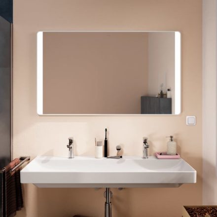 Hansgrohe Xarita Lite Q Tükör függőleges irányú LED világítással 120x70 fali kapcsolóhoz, matt fehér 54965700
