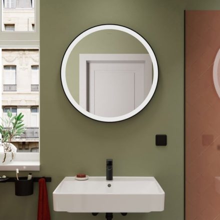 Hansgrohe Xarita Lite S 70 köríves tükör LED világítással fali kapcsolóhoz, matt fekete 54966670