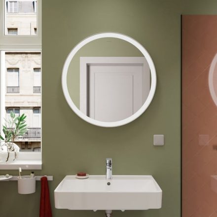 Hansgrohe Xarita Lite S 70 köríves tükör LED világítással fali kapcsolóhoz, matt fehér 54966700