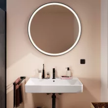   Hansgrohe Xarita Lite S 90 köríves tükör LED világítással fali kapcsolóhoz, matt fekete 54967670