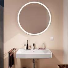   Hansgrohe Xarita Lite S 90 köríves tükör LED világítással fali kapcsolóhoz, matt fehér 54967700