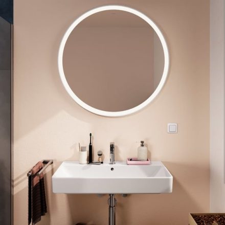 Hansgrohe Xarita Lite S 90 köríves tükör LED világítással fali kapcsolóhoz, matt fehér 54967700