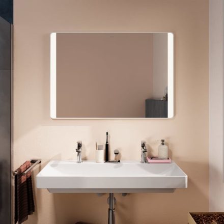 Hansgrohe Xarita Lite Q Tükör függőleges irányú LED világítással 100x70 IR szenzorral, matt fehér 54977700