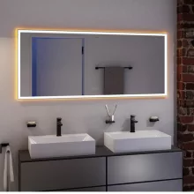   Hansgrohe Xarita E szögletes fali tükör 140x70 cm kapacitív érintésérzékelővel és LED világítással, matt fehér 54984700