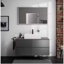   Hansgrohe Xarita E szögletes fali tükör 120x70 cm kapacitív érintésérzékelővel és LED világítással, matt fehér 54985700