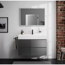   Hansgrohe Xarita E szögletes fali tükör 100x70 cm kapacitív érintésérzékelővel és LED világítással, matt fehér 54986700