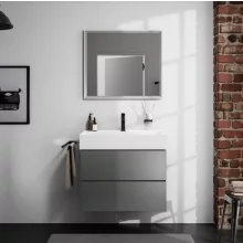   Hansgrohe Xarita E szögletes fali tükör 80x70 cm kapacitív érintésérzékelővel és LED világítással, matt fehér 54987700