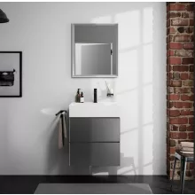   Hansgrohe Xarita E szögletes fali tükör 60x70 cm kapacitív érintésérzékelővel és LED világítással, matt fehér 54988700