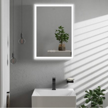 Hansgrohe Xarita E szögletes fali tükör 50x70 cm kapacitív érintésérzékelővel és LED világítással, matt fehér 54989700