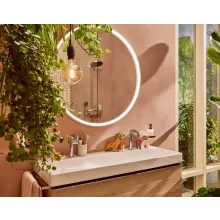   Hansgrohe Xarita S kerek fali tükör 70x70 cm infravörös érzékelővel és LED világítással, matt fehér 54991700