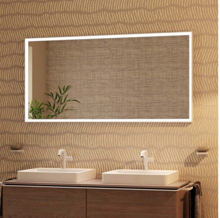 Hansgrohe Xarita E szögletes fali tükör 120x70 cm infravörös érzékelővel és LED világítással, matt fehér 54994700