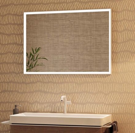 Hansgrohe Xarita E szögletes fali tükör 100x70 cm infravörös érzékelővel és LED világítással, matt fehér 54995700